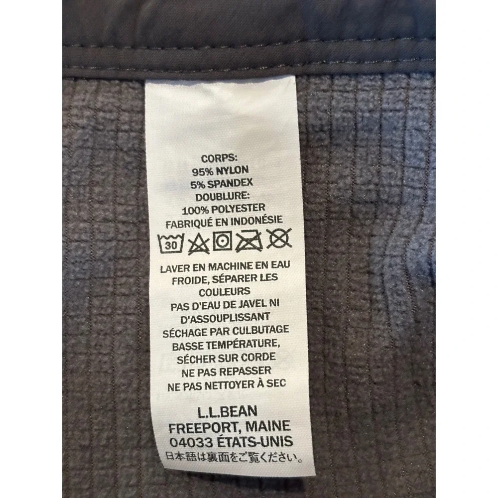 LL Bean Fleece Lined Cargo Pants Mens 32x30 Charcoal Grey Hiking